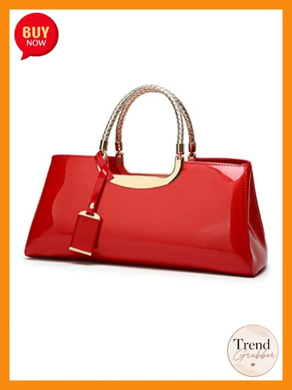 Patent Leather Structured Shoulder Satchel Handbag Crossbody Evening Party Bag